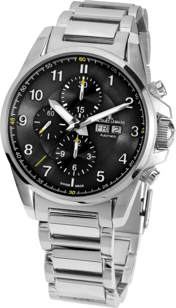 JACQUES LEMANS Herrenuhr Liverpool Valjoux Metallband  Edelstahl Chronograph 1-1750D